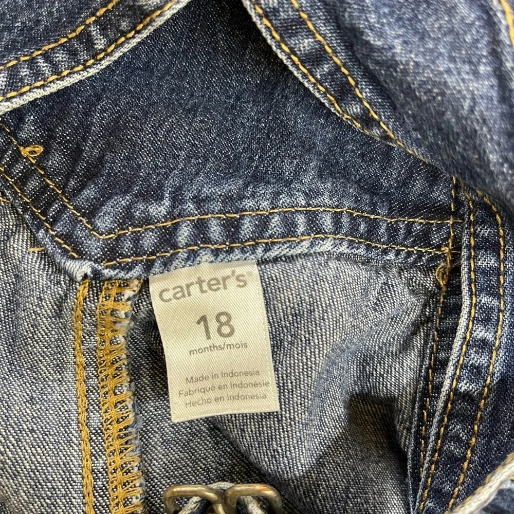 Carter’s Handsome Like Daddy Boys Distressed Patched  Overalls Size 18 Months